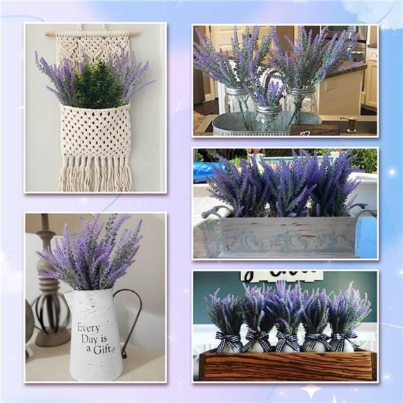 8 Bundles Artificial Lavender Flowers Artificial Flowers and Plants UV Resistant - Picture 3 of 6